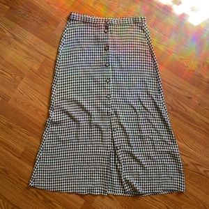 Vintage Gingham Maxi Button Down Skirt Cowgirl Cotton Small
